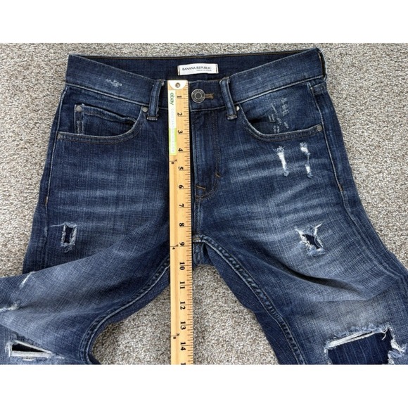 Banana Republic Jeans Womens 25 Blue Boyfriend Rip/Repair Worn Wash Stretch - Picture 9 of 12